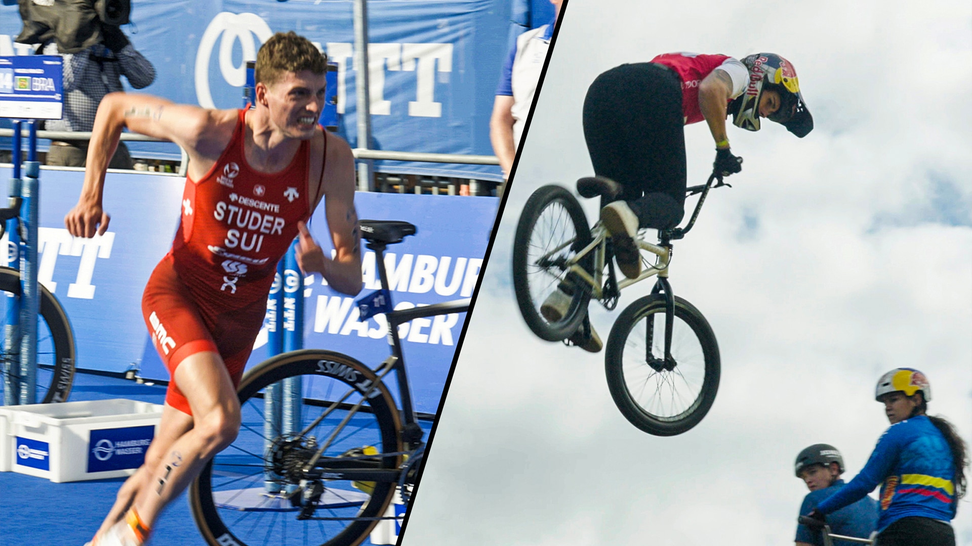 Avec la coureuse de BMX Nikita Ducarroz et le triathlète Max Studer